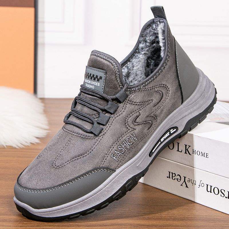 Autumn and Winter Men's Cotton Shoes Extra Thick Velvet Breathable Warm Non-slip Snow Boots Work Cotton Shoes Dad Shoes Winter Men's Shoes