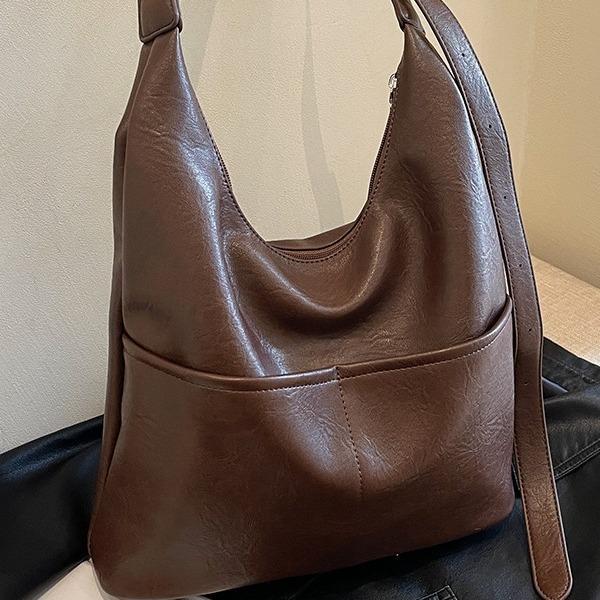 2025 Spring and Summer New Merad Tote Bag Women's Retro College Style Soft Leather Mother and Child Bag Versatile Fashion Shoulder Water