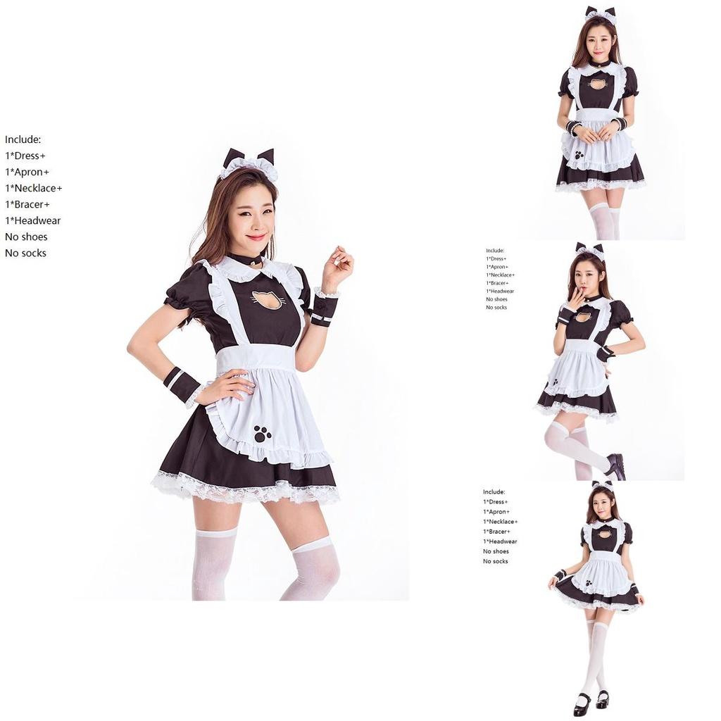 Enchanting Women's Costume Cosplay Lolita Cat Maid Dress With Lace Detail For Parties