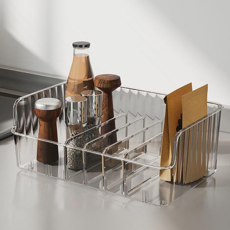 

Большая емкость Стойка для специй Прозрачный Разделенный Косметический Контейнер для хранения продуктов Столешница Полка для специй Кухонный шкаф-кладовая Органайзер чистый