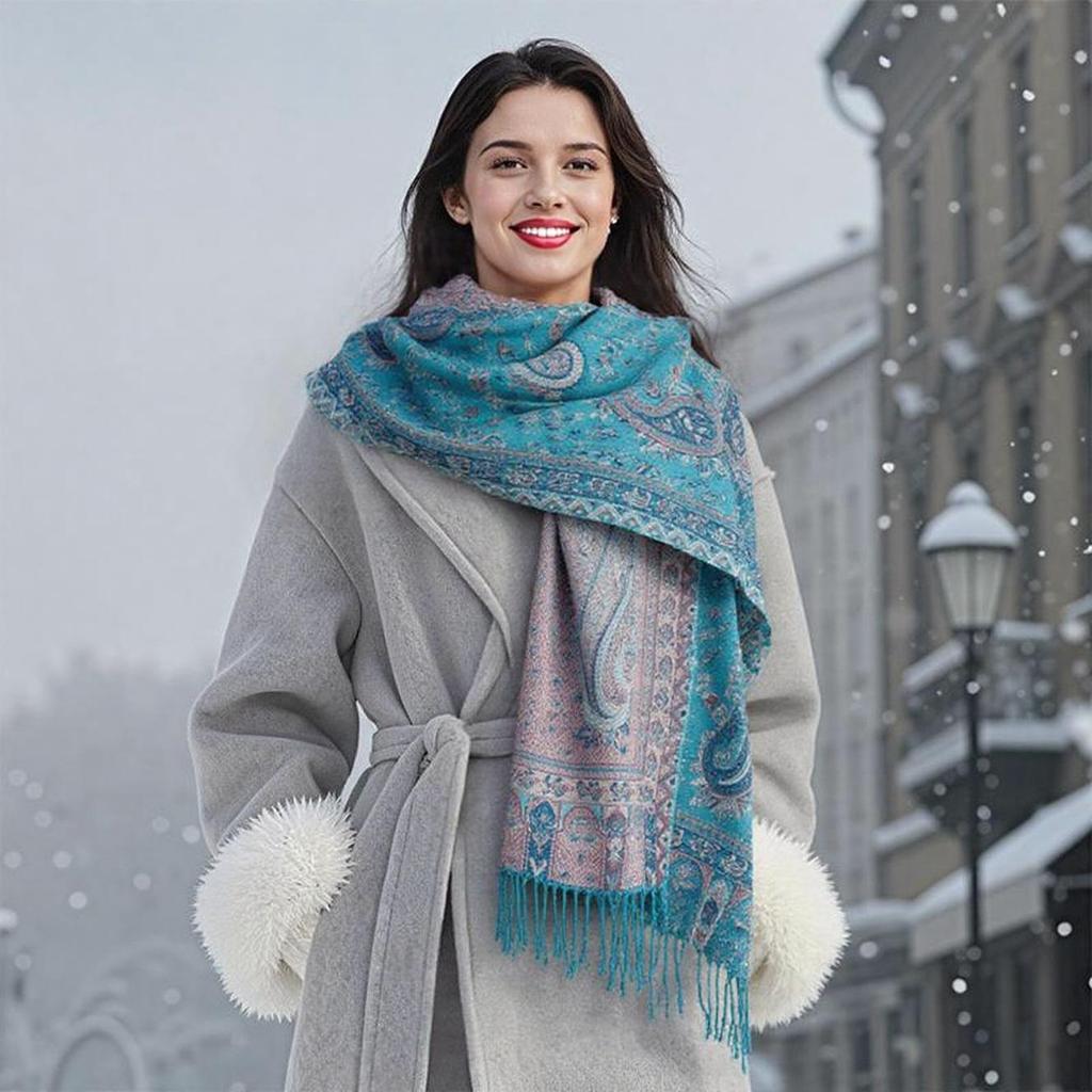 Luxury Cashmere Winter Scarves Embroidery Elegant Poncho Pareo Cape Warm Pashmina Shawl Chunky Headscarf Wrap Lady Turban