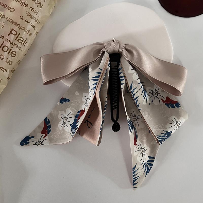 Fashion Ribbon Bow Banana Clip Simple Headwear For Women Girls Versatile Hair Claw Temperament Hairpin Headdress Vertical Clip
