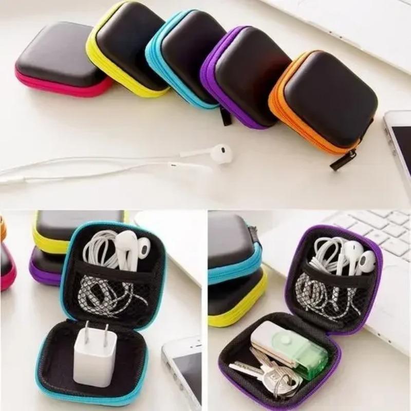 Minimalist Portable Pressure Resistant Headphone Bag Data Cable Storage Bag with Zipper Charger Data Cable Headphone Storage Bag