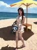 Thailand Seaside Vacation Swimsuit Split Dopamine Wear Neck Sling Vest High Waist Half Body Seaside Swimsuit