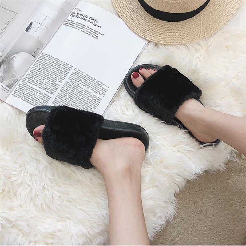 Luxurious Fluffy Fur Slip On Sandals For Women Perfect Summer Mules Shoes
