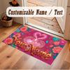 Love Romance Theme Soft Crystal Velvet Rug Custom Name & Text Print Non Slip Floor Rug for Bedroom Living Room
