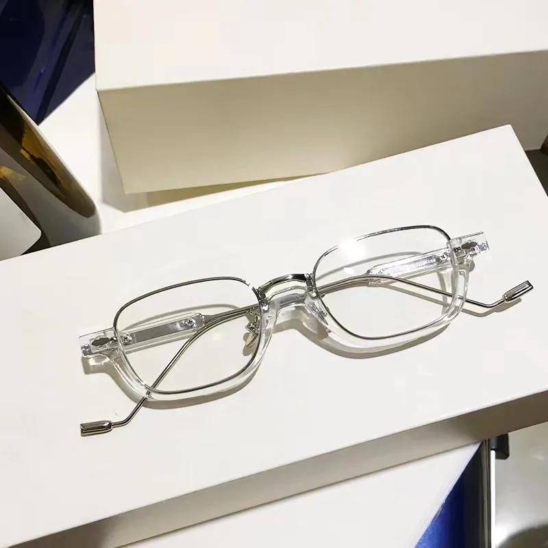 Small Frame Square Sunglasses Half Frame Metal Material Frame Neutral Street Style Photo Accessories Sunglasses Women