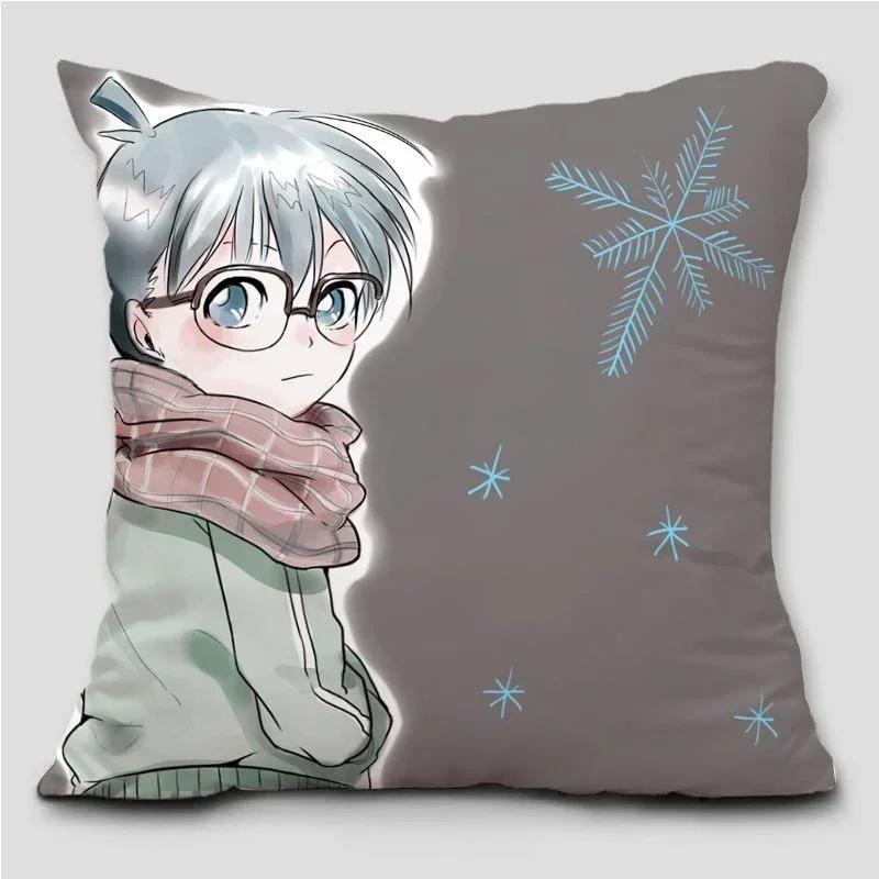 Garip Soyguncu Kidd Conan Yastık Adı Dedektif Conan Kudo Shinichi Gri Baskılı Yastık Kılıfı