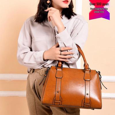 Echtes Leder Damenhandtasche 2025: Umhänge- & Schultertasche, Großes Fassungsvermögen, Einteilig
