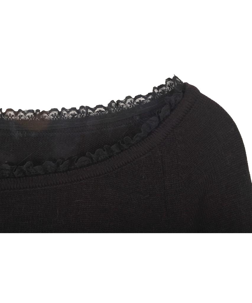 HARDCORE HAPPINESS Lace Boat Neck Knit_Black