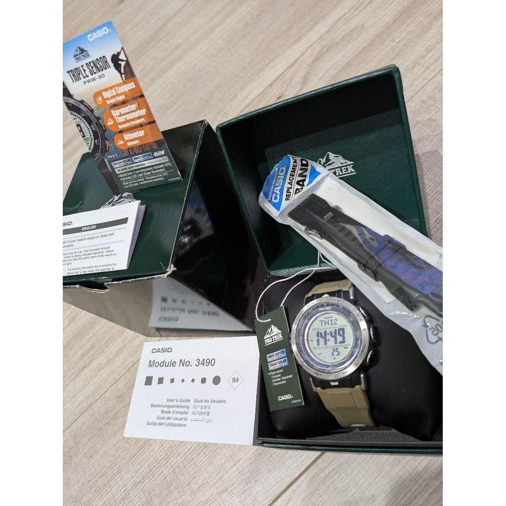 Used CASIO PRO TREK TH12 Outdoor Watch with Replacement Strap, Comments OK