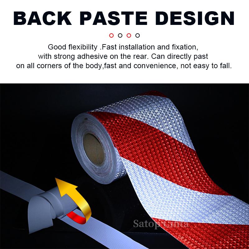 15cm/20cm*1M Reflective Adhesive Tapes Strong Reflection White-red Hazard Warning Reflectors Waterproof Safety Sticker For Truck