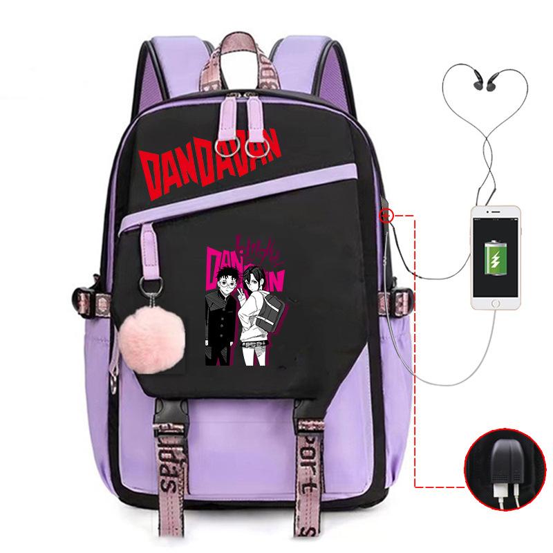 Dandadan Foreign Trade Children's Schoolbag Contrasting Color Neutral Backpack Usb Multi-functional Primary and Secondary School Backpack