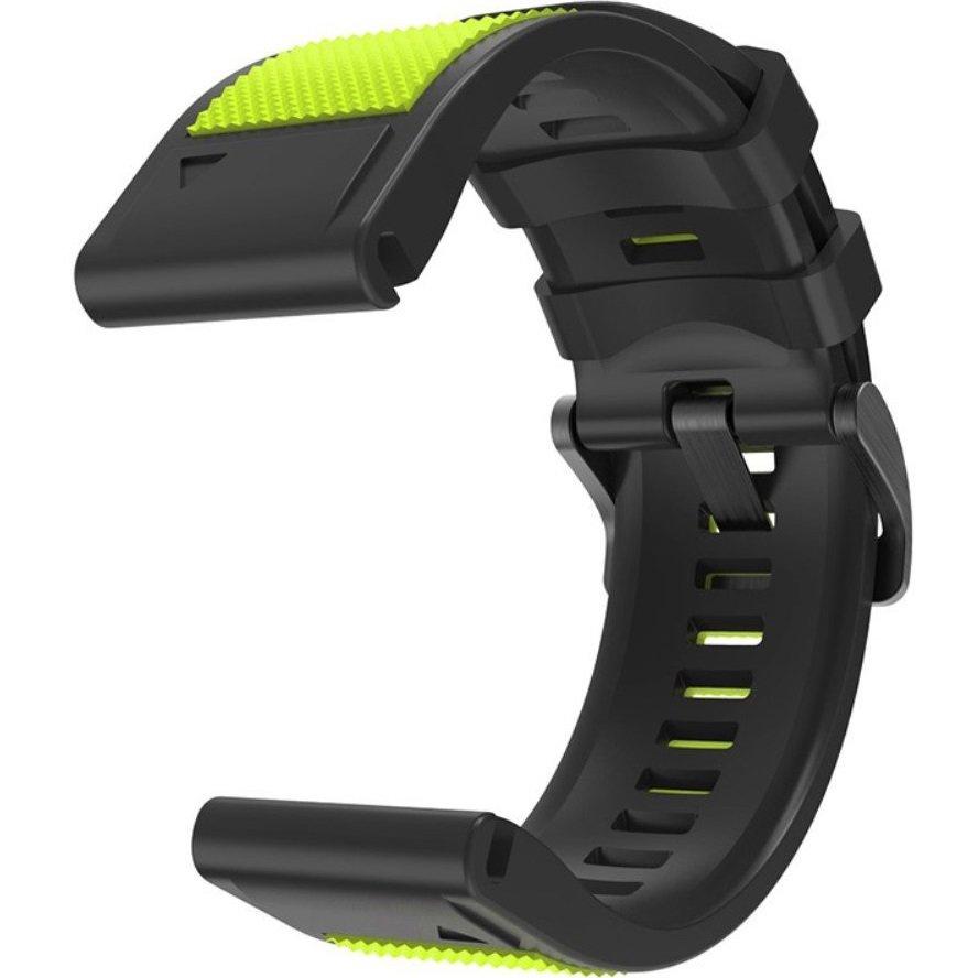 Quickfit Silicone Strap 22mm for Garmin, Lime Green / Black