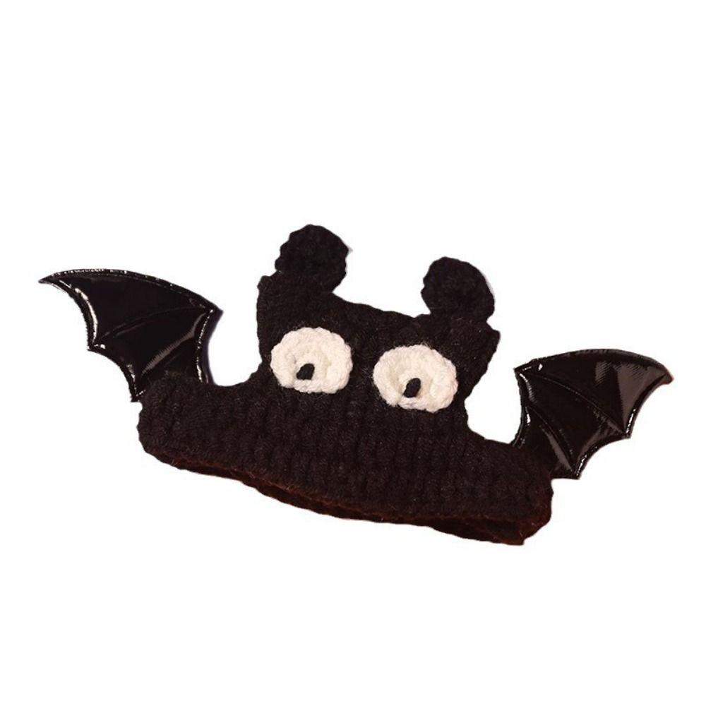 

Хэллоуинские кошачьи ошейники с крыльями летучей мыши, вязаные вручную, теплая шапка для кошки, костюм для питомца на Хэллоуин, аксессуары для питомца S Bat Hat