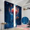 2pcs 2D flat printing Curtain A burning rose Polyester Fabric Without Electricity Holiday Decorations Use for Outdoor Holiday