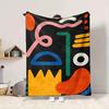 1Pc Abstract Colorful Shapes Blanket Soft And Comfortable Casual Warm Camping Travel Christmas Halloween Xmas Gift M928254