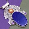 Pendant Lapis Lazuli Silver Jewelry 2.5" Gemstone  Handmade Sterling Silver