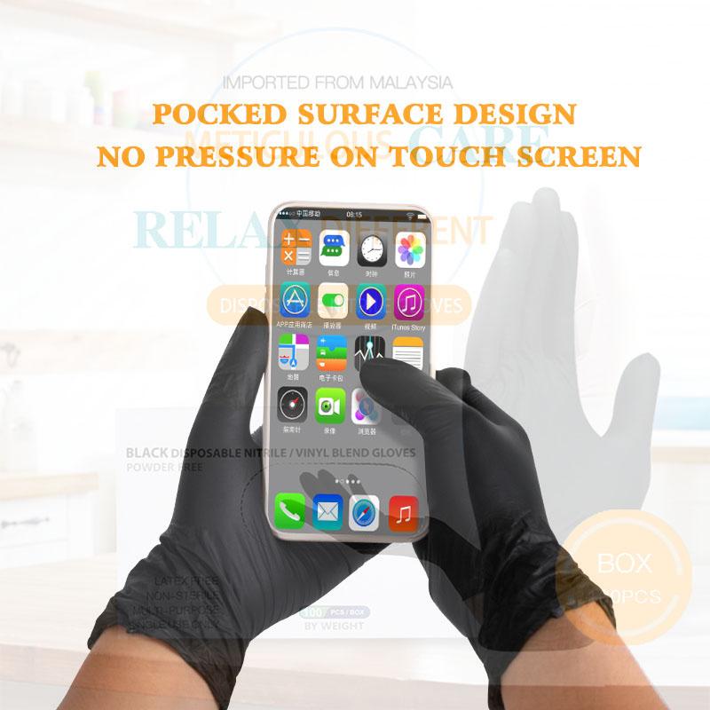 100PCS Food Gloves PVC High Elastic Protective Gloves for Cleaning Catering Black M