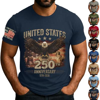 Herre løs og afslappet t-shirt med flagprint, kortærmet skjorte