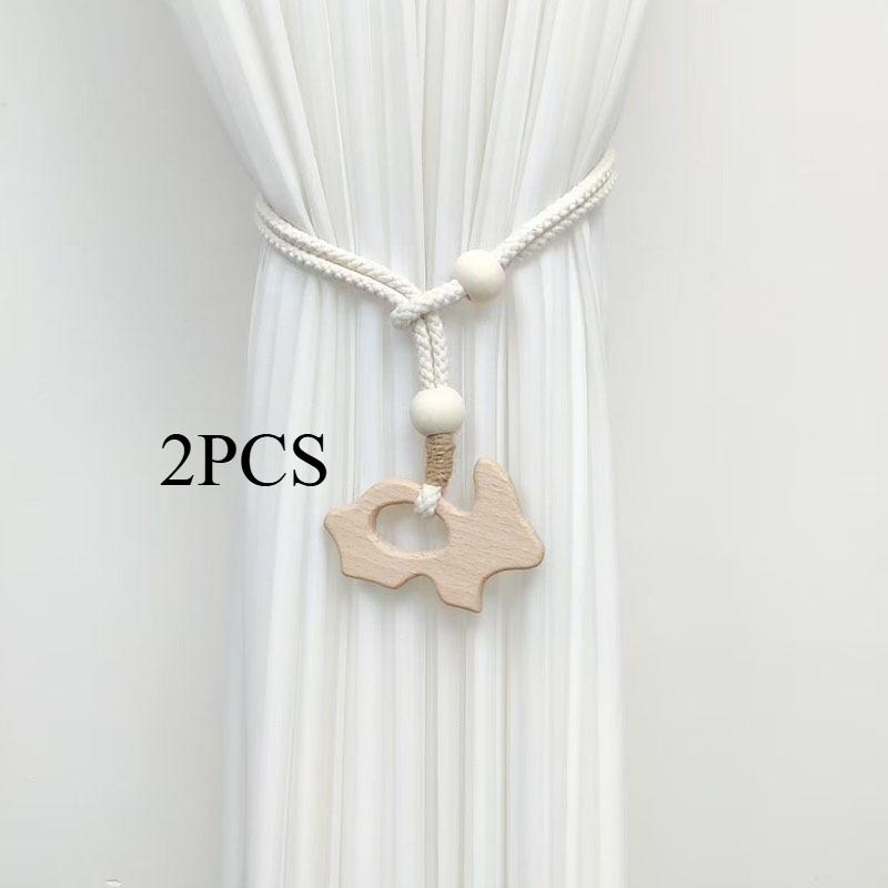 2PCS.High-End Wood-Style Curtain Tieback Balls, Adjustable Punch-Free Straps, Luxury Decor for Living Room & Bedroom