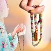 Bohemain Natural Stone Colorful Stone 99 Beads Long Necklace Silk Tassel Pendant Handmade Beaded Hoilday Zircon Gift