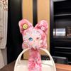 Lace Leopard Print Cat Plush Pendant Adorable Cartoon Design With Soft Tail Backpack Hanging Keychain for Kids Daily Use Small Gift