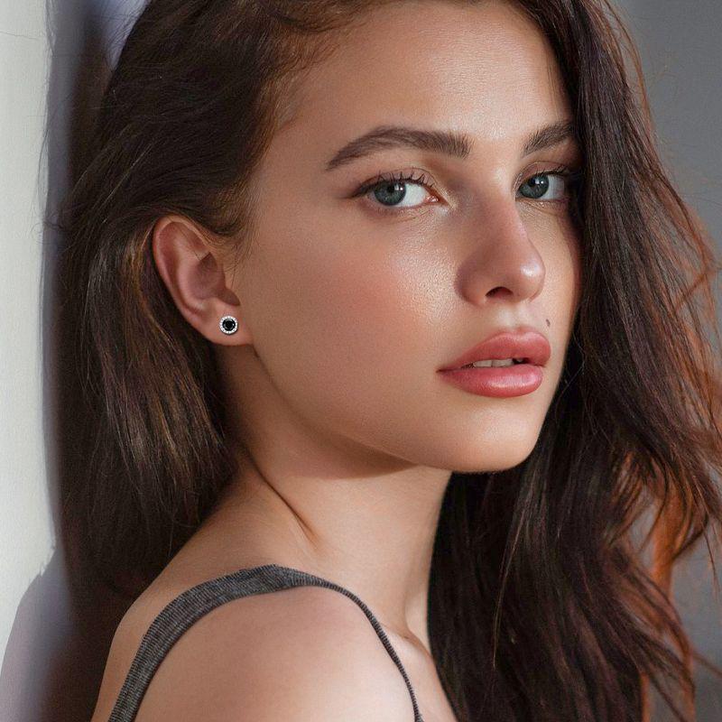 Elegante schwarze Moissanit-Steckohrringe für Damen aus S925 Sterlingsilber