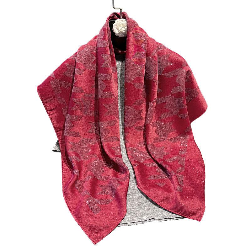 Fashion 90 Square Scarf Women'S Thousand Bird Grid Scarf Middle Eastern Headscarf Versatile Day Silk Cotton Silk Scarf Retro