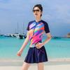 Plus Size Womens Modest Two Piece Swimsuit With Colorful Floral Print High Waist Bottoms Pool Spa Bathing