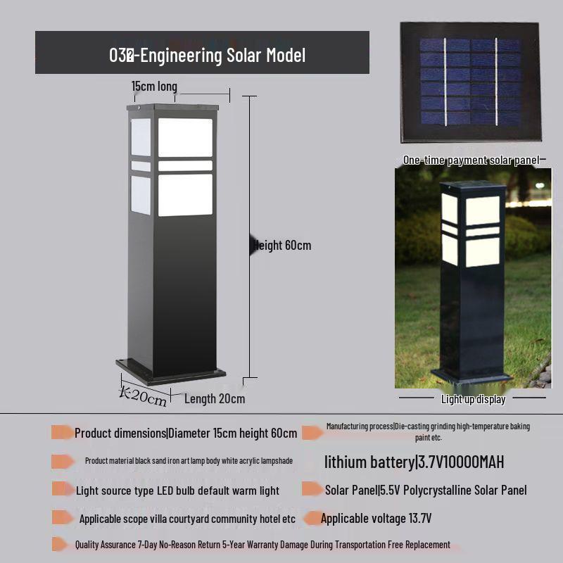 Solar-Powered Waterproof Lawn Light for Outdoor Garden or Villa