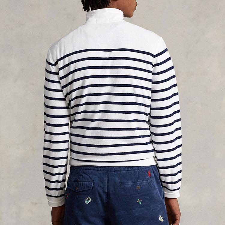 Polo Ralph Lauren Ss23 Gestreiftes Print-Logo Gestickt Halber Reißverschluss Pullover Sweatshirt Herren sweatshirt Mehrfarbig MNPOKNI16822733-100