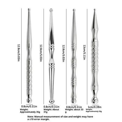 Acupuncture Stick Double Head Face Massage Tool, Stainless Steel Acupressure Pen, Ear & Body Acupoint Probe For Muscle Relie