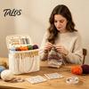 Crochet Supplies Bag with Pockets Canvas Knitting Bag, Multiple And Yarn Holes, Durable Organizer Large Capacity Organizer, for Needlework Accessories
