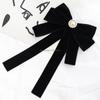 Luxurious Velvets Bows Tie For Women Sparkling Crystal Pearls Pre Tied Bows Clip