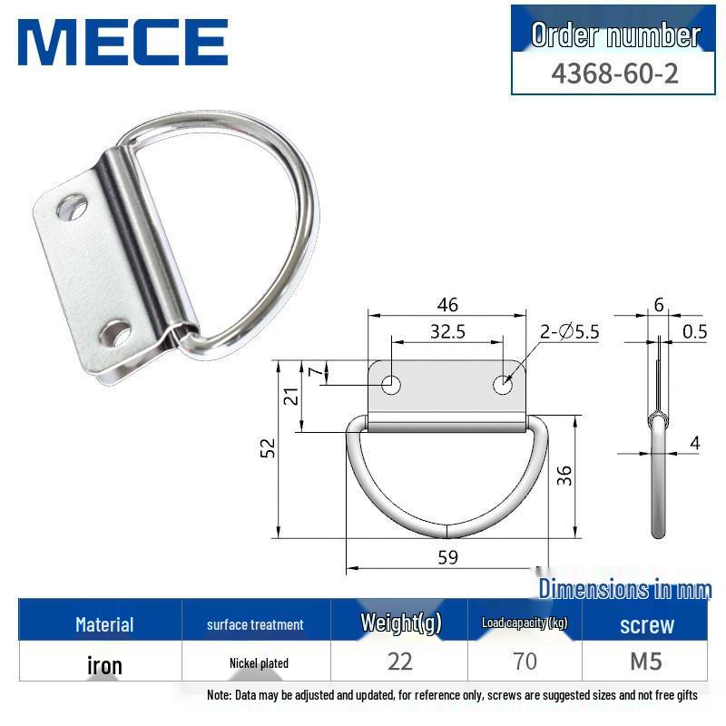 Heavy Duty D-Ring Truck Bed Tie-Down Hook with Triangle Latch