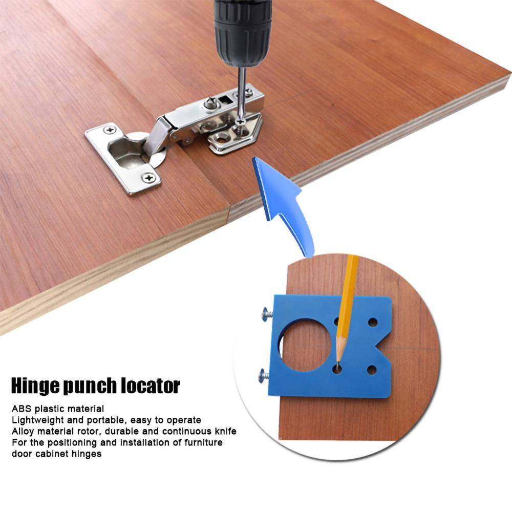 35mm Hole Cutter Concealed Hinge Jig Kit Woodworking Tool with Depth Stop Hinge Drilling Hole Jig for Cabinet Cupboard Door