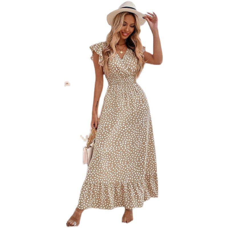 Fashion Dress Ladies' New V Neck A- line Dress