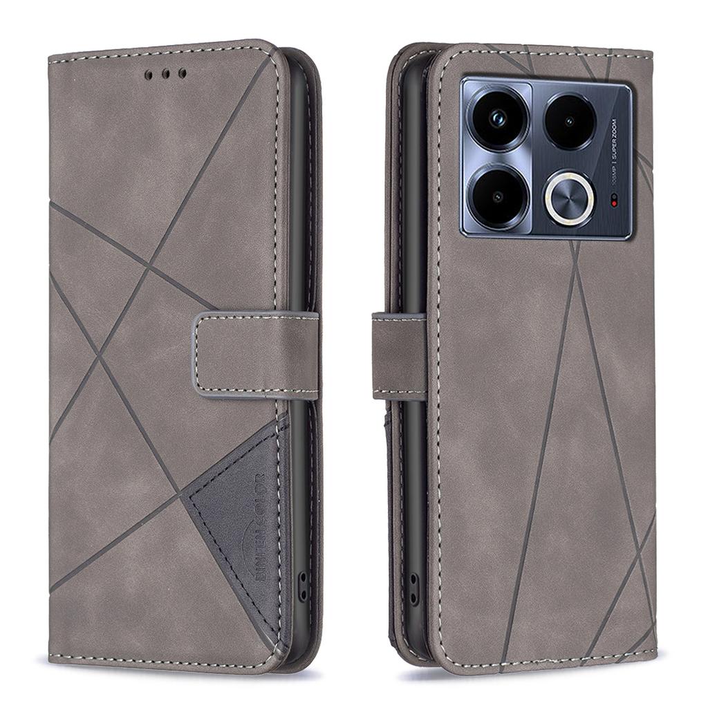 BINFEN COLOR For Infinix Note 40 Phone Cases Wallet Stand Geometry Imprinted Leather Cover