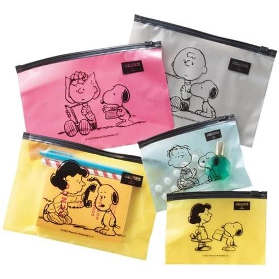 Zip bag zipper stylish character Snoopy durable thick PE material stationery cosmetics candy medicine holder small items convenient semi-transparent