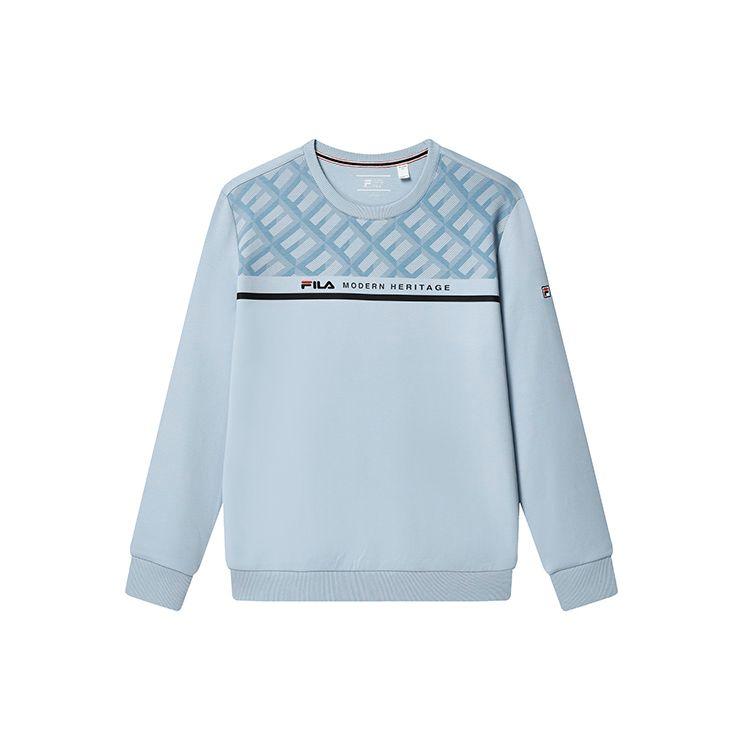 

FILA Color Block Crew Neck Pullover American Sweatshirt Men sweatshirt Mist-Blue F11M311203FBU XXL