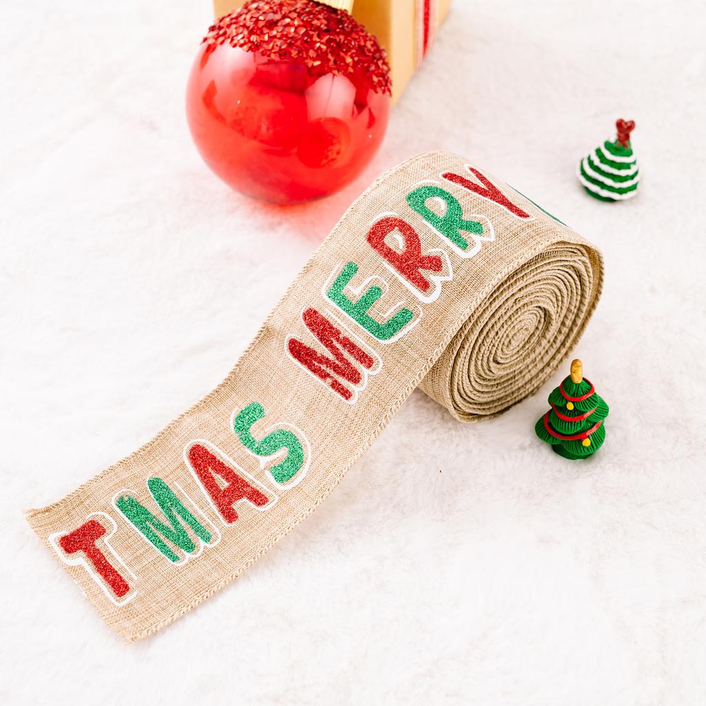5M Christmas Ribbon Brown Wrapping Ribbon Craft Cotton Christmas Tree Star Ribbons for Gift Wrapping Crafts Xmas Tree Bows Cakes Cards Decor