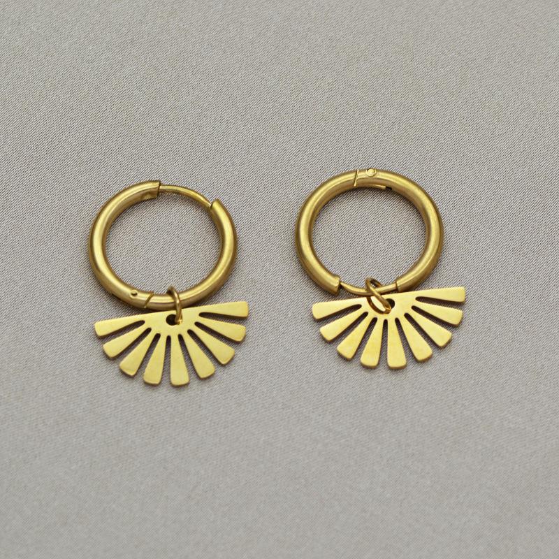 Fashion Gold Non-Fading Stainless Steel Earrings Mangxing Simple Titanium Steel Earrings Women