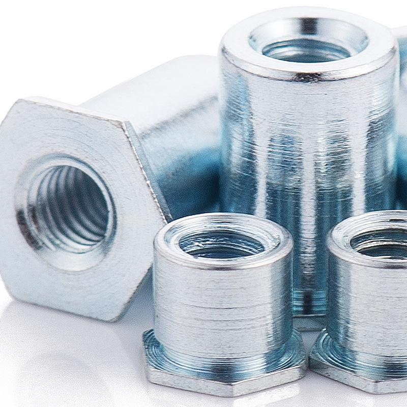 Galvanized Carbon Steel Pressure Riveting Studs & Nut Columns: SO Flat Head, Hexagonal, Sizes M2-M6