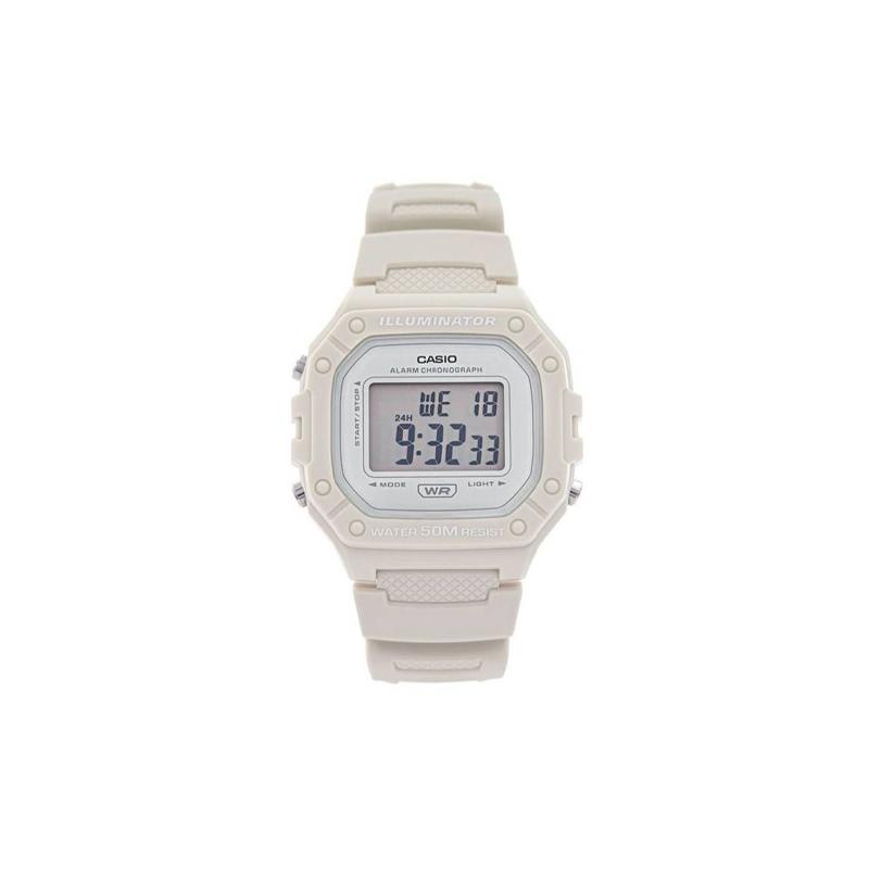 Casio DIGITAL series-square fashion trend sports 50 meters waterproof quartz movement resin strap Japanese and Korean watch women's watch W-218HC-8AV