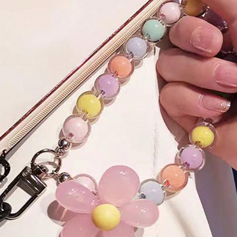 Multicolor Beaded Lanyard Handmade Flower Bead Phone Strap Bracelet Bag Pendant Keychain Inspired Summer Floral Bridesmaid Gifts Phone Charm