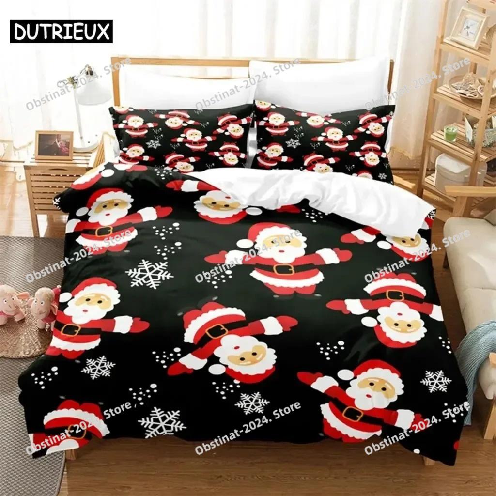 Cartoon Weihnachtsmann Bettwäscheset Bettbezugset 3D Bettwäsche Digitaldruck Bettwäsche Queen Size Bettwäscheset Modisches Design