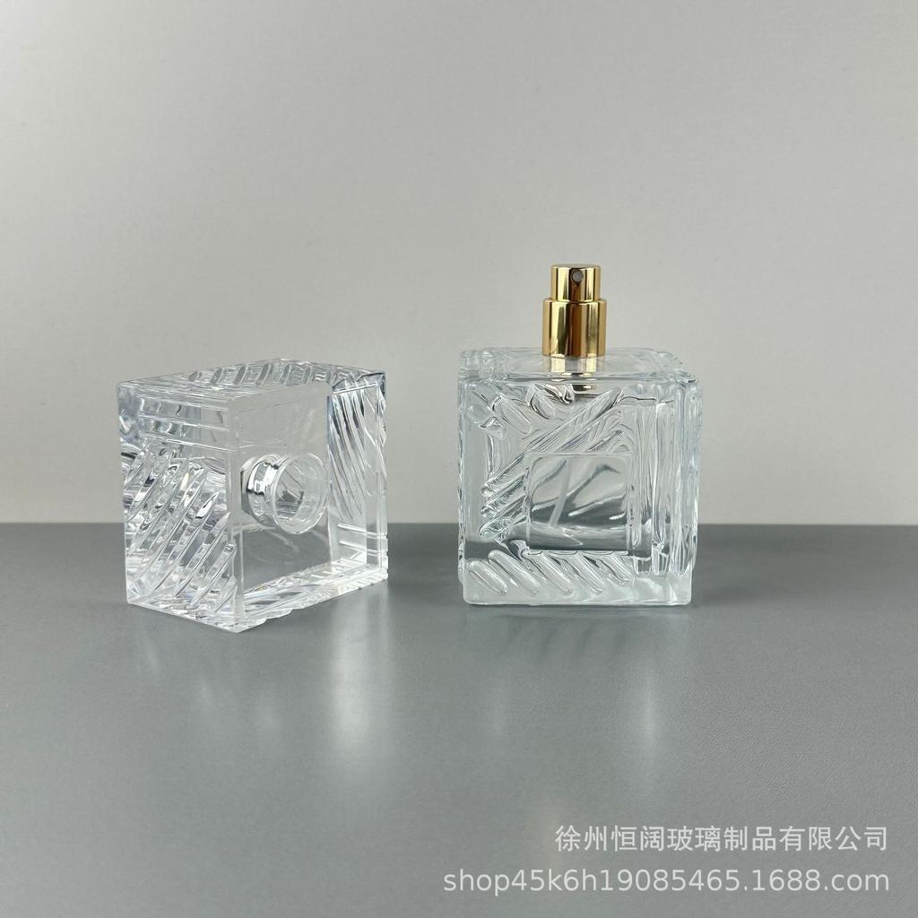 2024 Neue Parfüm Bajonettflasche Spot Glasflasche Wasserkubus 100ML Dickboden Gestreifte Parfüm Leere Flasche Spray