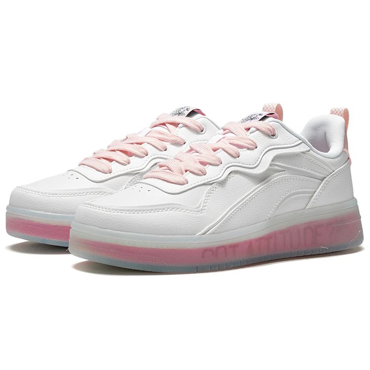 Li Ning Disney X  Collaboration Series Non-Slip Durable Low-Top Skate Shoes Women Sneaker White Pink AGCS020-3