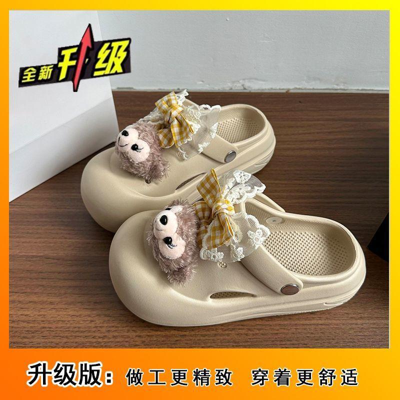 

Нескользящие шлепанцы с полым носком, женские, нишевый дизайн, с бантом, обувь с отверстиями Shirley Mei, новые модели лета и осени 2025 года 41